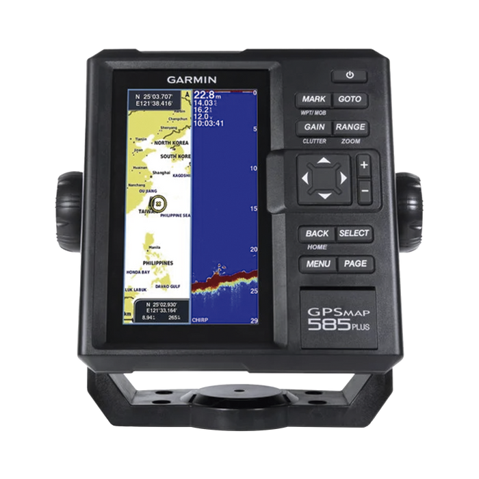 Plotter de Navegación GPSMAP 585 Plus / Pantalla 6 WVGA / Sonar CHIRP 600W / ClearVü Scanning Sonar / Compatible GPS-GLONASS-BeiDou / Quickdraw Contours / 2 Ranuras SD / IPX7 / Multiidioma