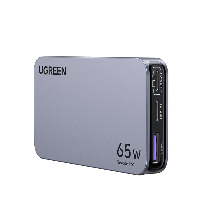 Cargador Ultra Slim 65W Nexode Pro| Diseño de Pared Plano | 3 Puertos de Carga Rápida | 2 USB-C | 1 USB-A | Tecnología GaNInfinity | PD3.1 de 65W / QC4.0 | Tecnología de Protección Térmica | Optimiza la Carga | Ca