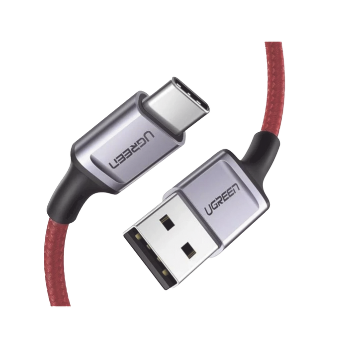 Cable USB-A a USB-C | 1 Metro | Carga Rápida QC 4.0/3.0/2.0 | FPC | AFC | Protección Integrada | 480 Mbps | Caja de Aluminio | Nylon Trenzado | Color Rojo | Ampliamente Sugerido para Carga Rápida HUAWEI.
