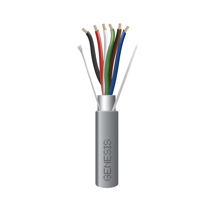 Bobina de 305 Metros de Cable / 6 x 22 AWG Blindado / Riser / Color Gris / Para Aplicaciones de Audio, Seguridad y Control
