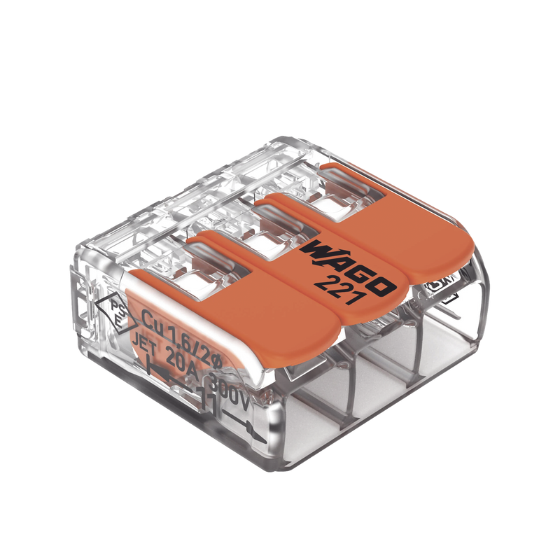 221-413 Conector Compacto para 1 Cable de Entrada 2 Cables de Salida / Cables Compatibles 28AWG-12AWG