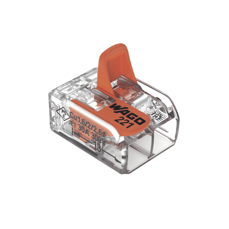 221-612 Conector de empalme compacto para todo tipo de conductores transparente 2 conectores  CAL 20 a 10