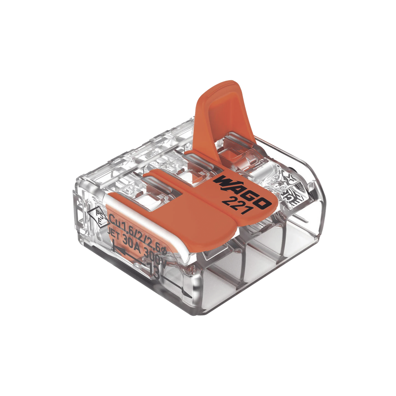 221-613 Conector de empalme compacto para todo tipo de conductores transparente 3 conectores