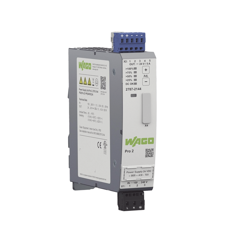 2787-2144 Fuente de alimentación; Pro 2; monofásico; Tensión de salida 24V DC; Corriente de salida 5A; TopBoost + PowerBoost; capacidad de comunicación