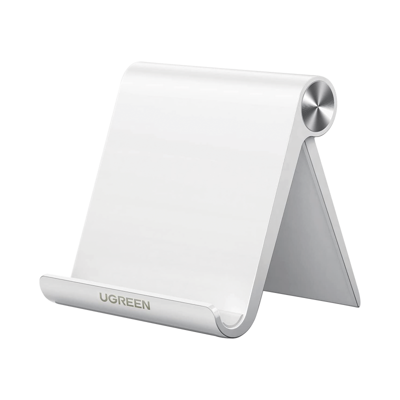 30285 Soporte de Escritorio para Telefono Celular / Ajustable de 0° a 100° / Goma Antiarañazos / Antideslizante / Amplia Compatibilidad con dispositivos de 4 a 7.9 / Plegable / ABS / Color Blanco