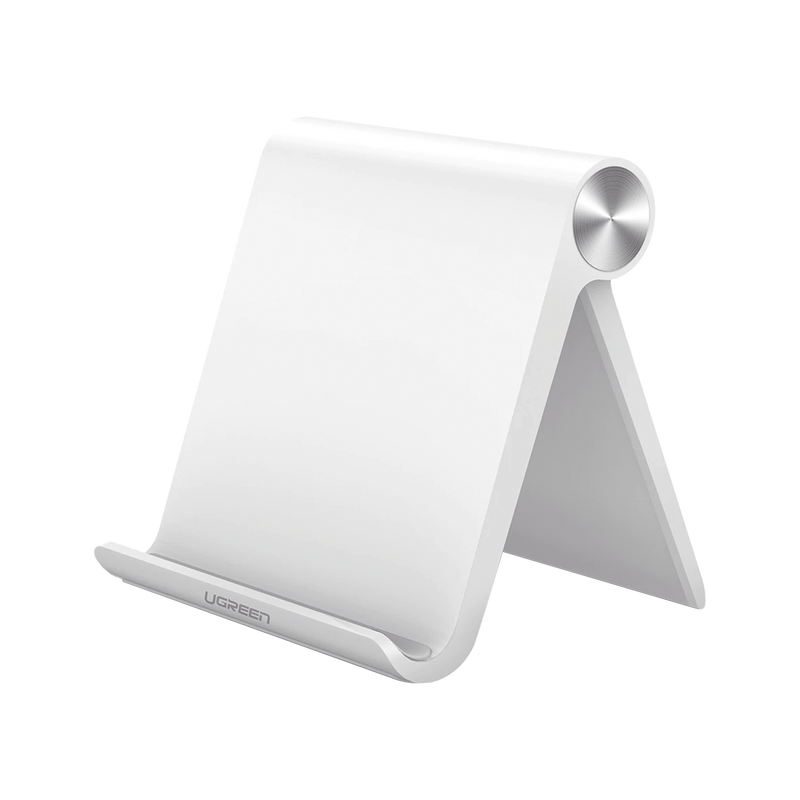 30485 Soporte de Escritorio para Tablet /  Ajustable de 0° a 100° / Goma Antiarañazos / Antideslizante / Amplia Compatibilidad con dispositivos de 4 a 13 / Plegable / ABS / Color Blanco