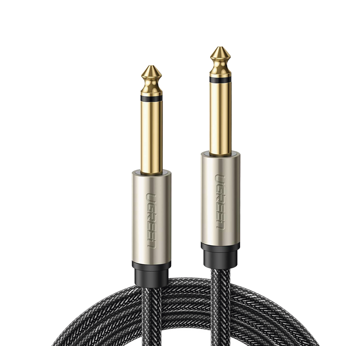 Cable de Audio Mono 6.35mm (1/4) Macho a 6.35mm (1/4) Macho / 10 Metros / Núcleo de Cobre / Blindaje Interno / Nylon Trenzado / Color Negro