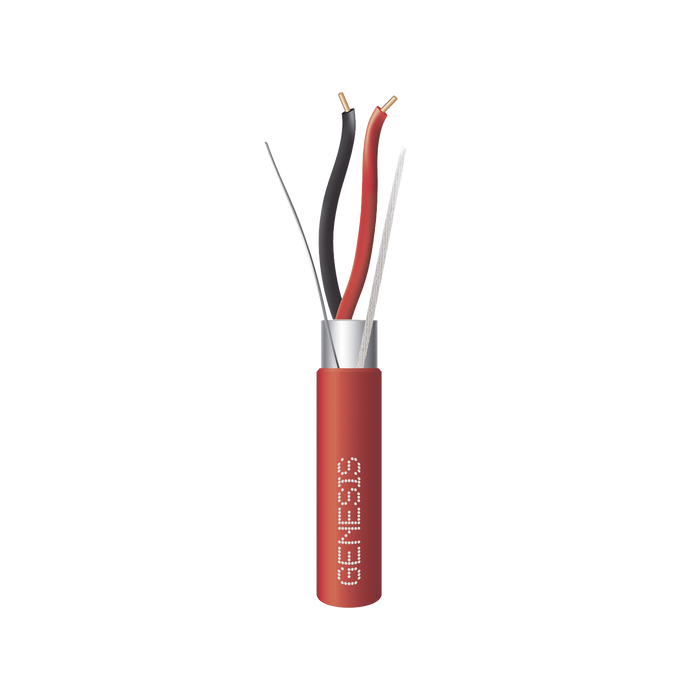Bobina de 305 Metros de Alambre / 2 x 18 AWG / Riser / BLINDADO / Tipo FPLR / Color Rojo / Para Aplicaciones en Sistemas de Detección de Incendio y Sistemas de Evacuación