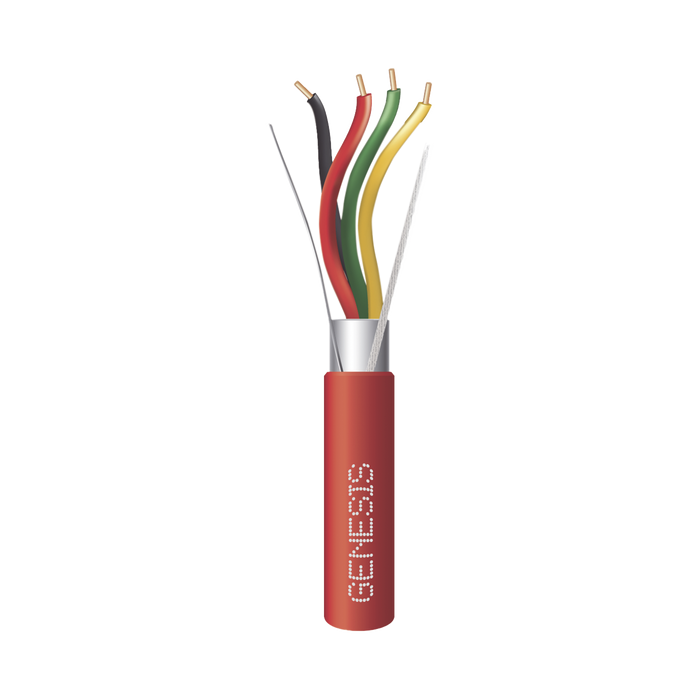 Bobina de 152 Metros de Alambre / 4 x 18 AWG / Riser / BLINDADO / Tipo FPLR / Color Rojo / Para Aplicaciones en Sistemas de Detección de Incendio y Sistemas de Evacuación