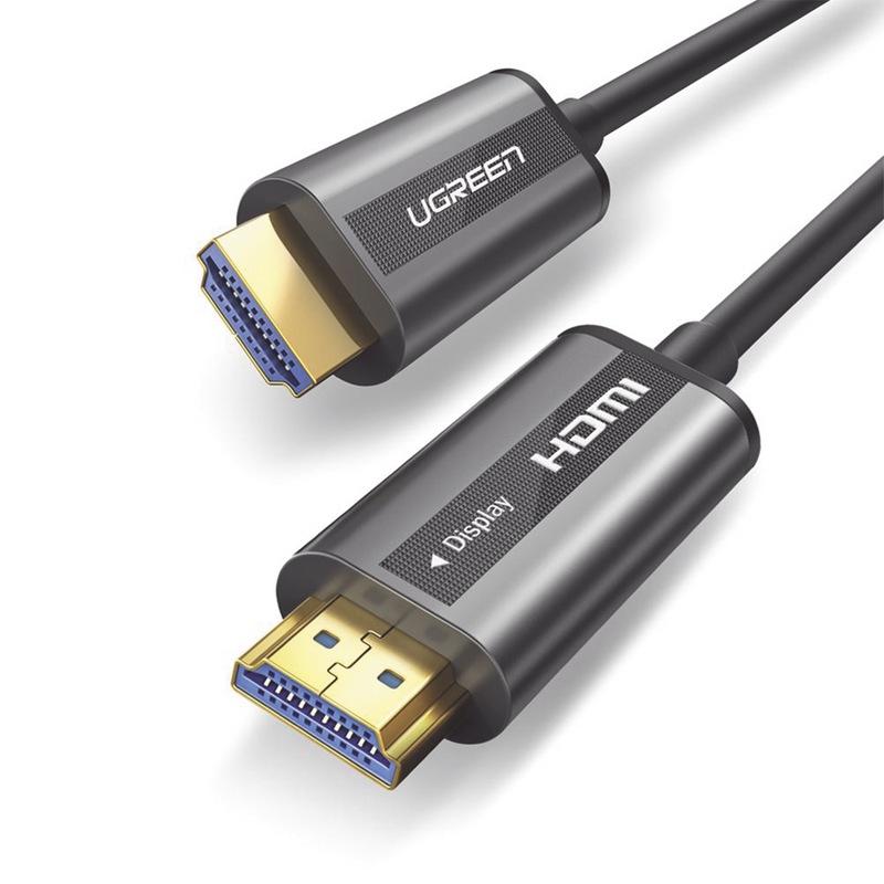 50215 Cable HDMI de 15 Metros por Fibra Óptica 4K@60Hz | Fibra de 4 núcleos + Cobre estañado de 7 núcleos | Compatible con HDMI 2.0 | Alta velocidad 18 Gbps | 3D | HDR | Carcasa de  Zinc | Premium | 2 Años de Garantía.