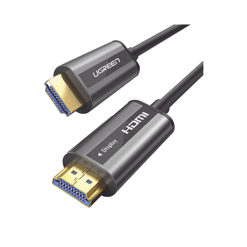 50219 Cable HDMI de 50 Metros por Fibra Óptica 4K@60Hz | Fibra de 4 núcleos + Cobre estañado de 7 núcleos | Compatible con HDMI 2.0 | Alta velocidad 18 Gbps | 3D | HDR | Carcasa de  Zinc | Premium | 2 Años de Garantía.