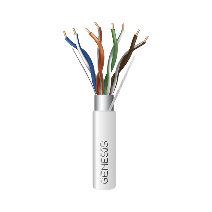 Carrete de 305 Metros de Cable Cat5e / Calibre 24 AWG BLINDADO / PLENUM / Color Blanco para aplicaciones de Voz y Datos