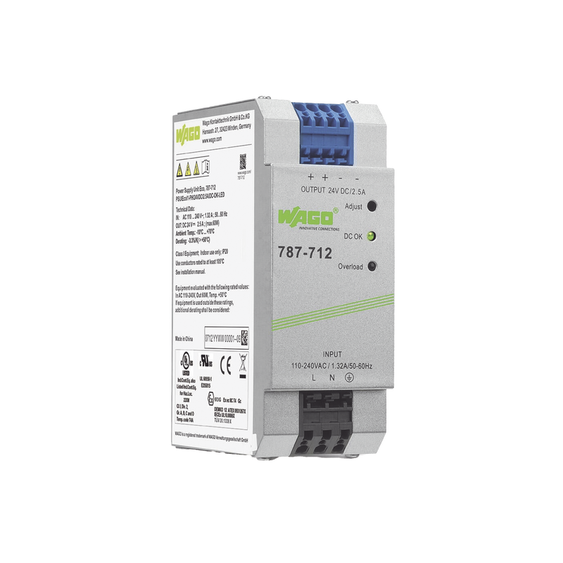 787-712 Fuente de alimentación; ECO; monofásico; Tensión de salida 24V DC; Corriente de salida 2,5A; DC-OK LED; 4,00 mm²