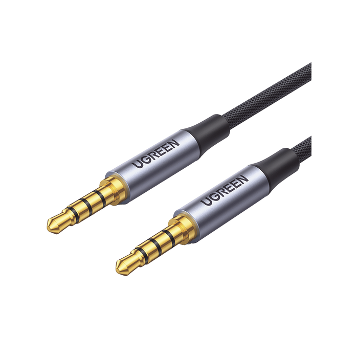Cable Auxiliar de 3.5mm / Cable Audio Estéreo / Núcleo de Alambre de Cobre Esmaltado / Carcasa de Aluminio Azul + Nylon Trenzado / Soporta Micrófono / 5 Metros