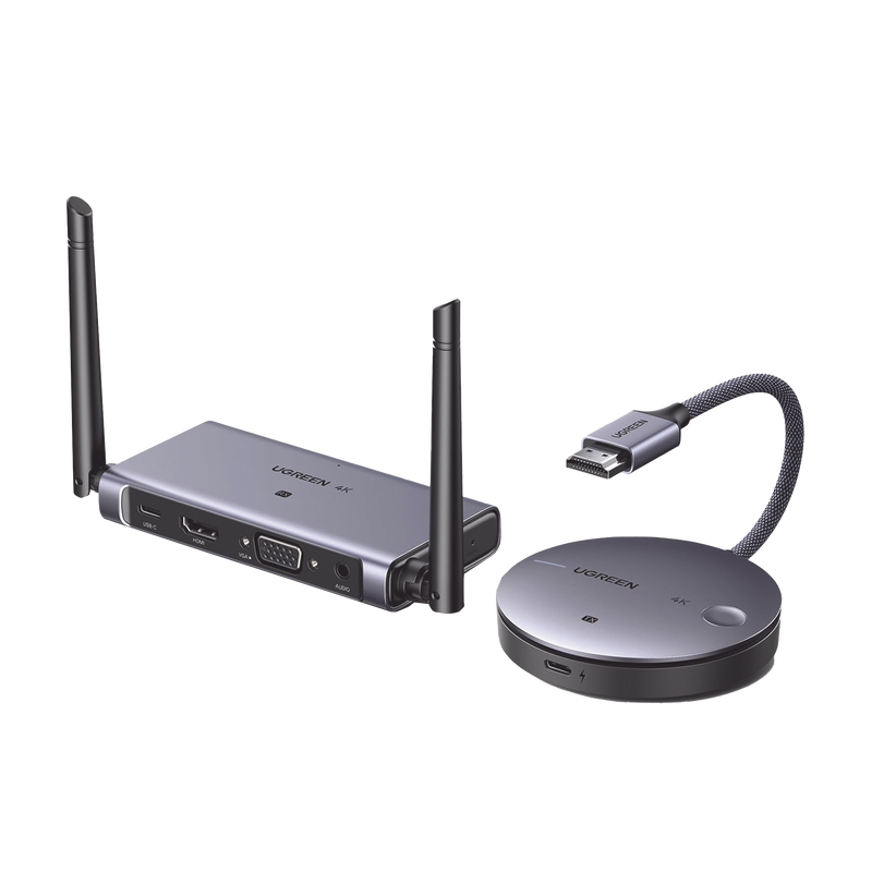 90909A Transmisor y Receptor Inalámbrico HDMI | 50m | Salida HDMI y VGA (Simultanea) | Audio 3.5mm | Efecto 3D | Luz Indicadora LED | Clic and Go | Señal Estable | Amplia Compatibilidad | Conecta con un Clic.