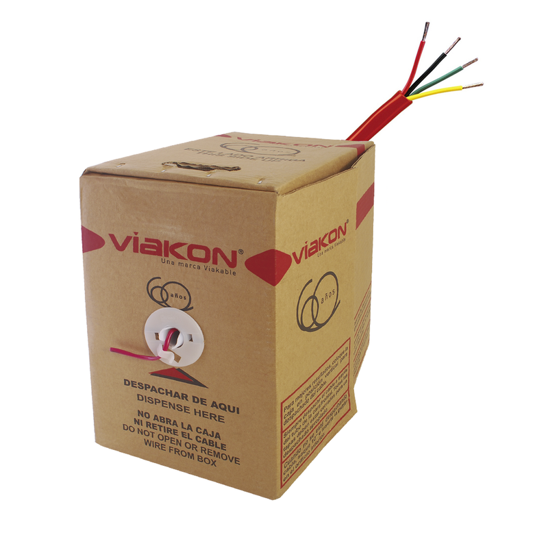 9424 Bobina de alambre de 305 metros 4 x 18 AWG, tipo FPLR de color rojo, para aplicaciones en sistemas de detección de incendio y sistemas de evacuación, hecho en México.