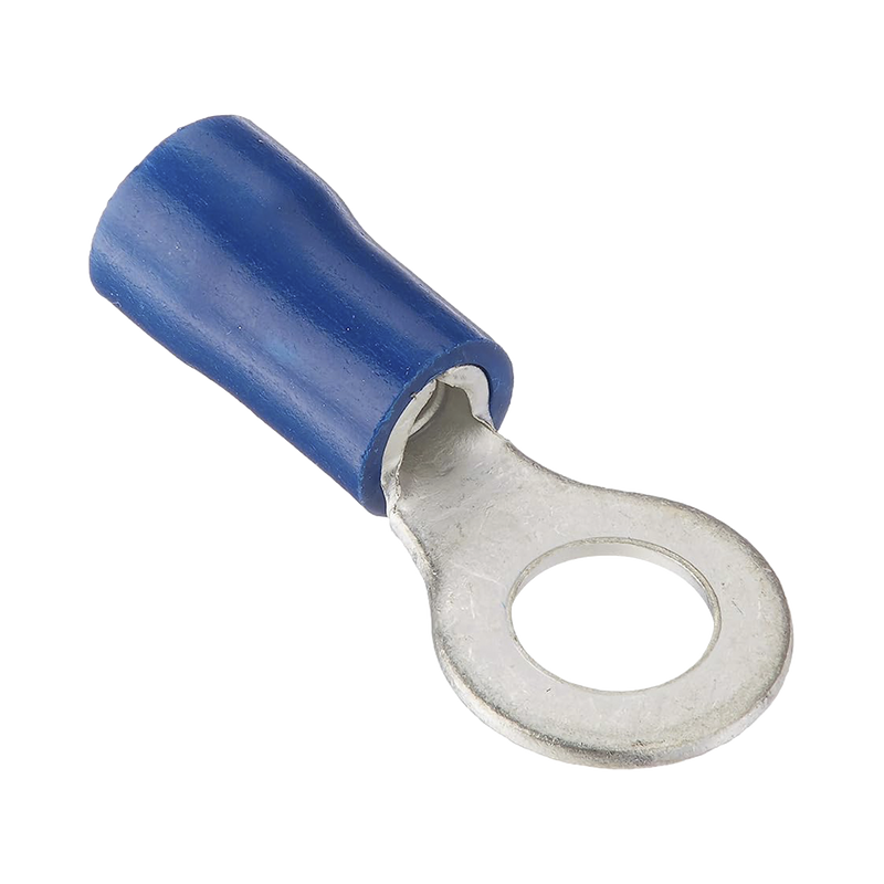 Terminal tipo ojo / 1 / 4  / 16 - 14 AWG / Azúl / Paquete de 25 piezas.