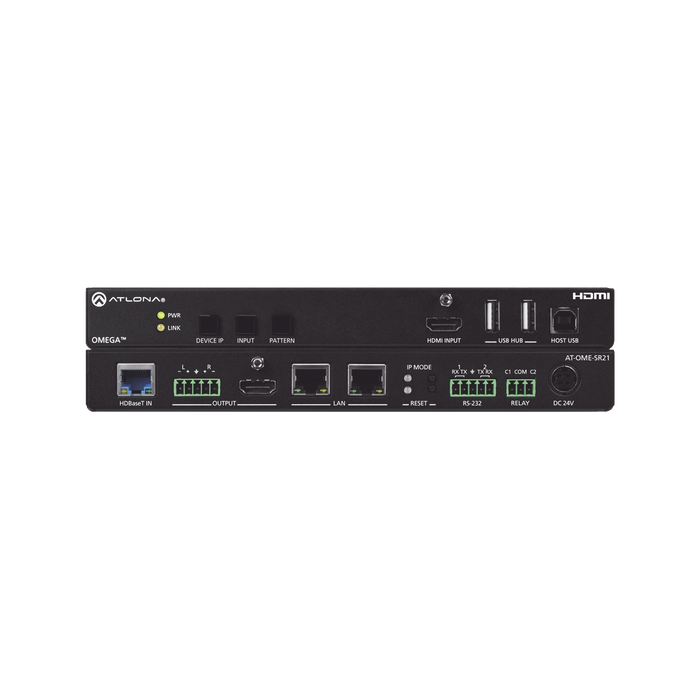 Switch matriz y receptor AV 2×1 con escalador y USB ? Entradas HDBaseT y HDMI