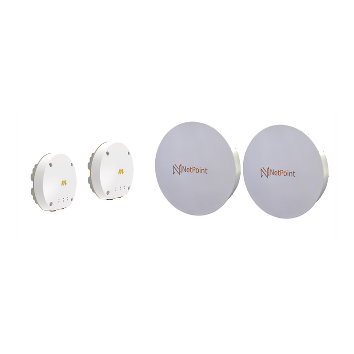 Kit de 2 radios B11 con 2 antenas NP11, En frecuencia de 11 GHz, incluye inyector POE, cable de alimentación distancia de hasta el momento 80 km, sin interferencia e inmune al ruido.
