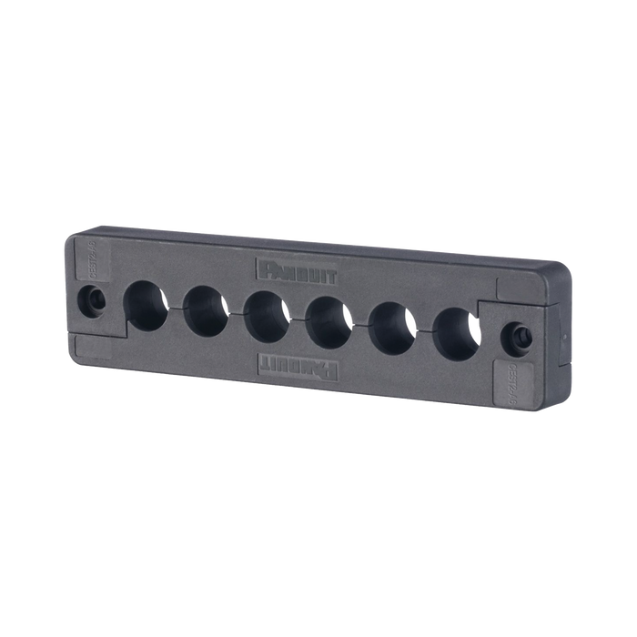 Pasacables de 6 Orificios en Línea 4.41 X 0.67 IP65, para Cables Terminados, Color Negro