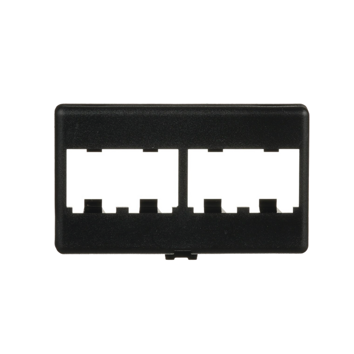 Placa de Mobiliario Modular Estándar, Salidas Para 4 Puertos Mini-Com, Color Negro