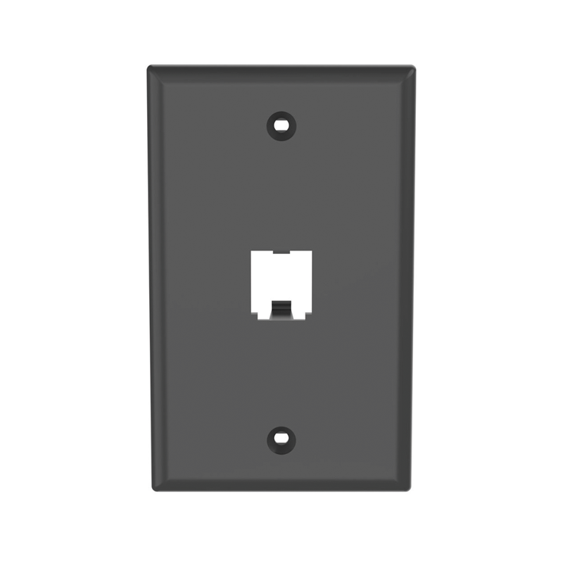 CFP1BL Placa de Pared Vertical Clásica, Salida Para 1 Puerto Mini-Com, Color Negro
