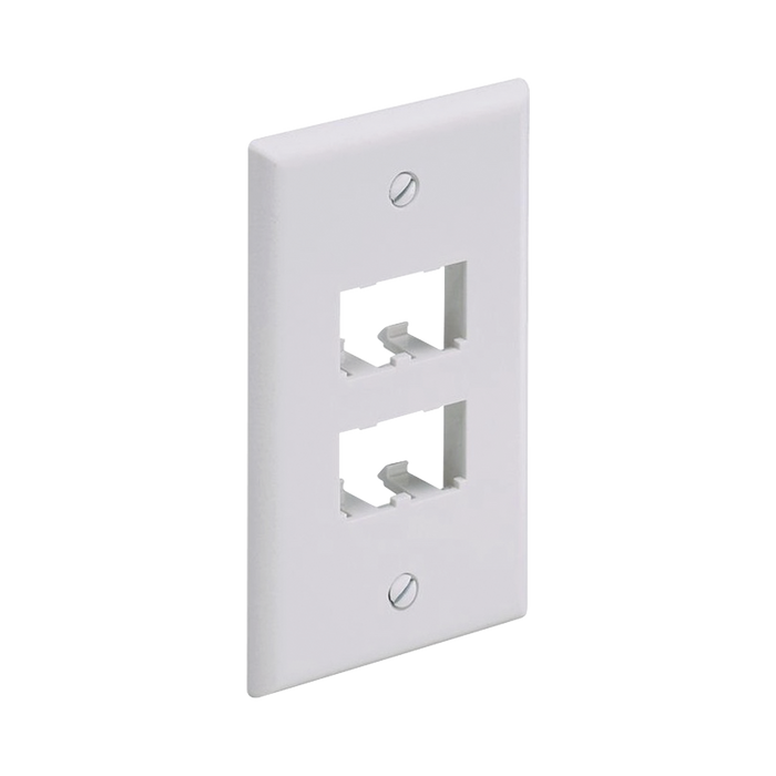 Placa de Pared Vertical Clásica, Salida Para 4 Puertos Mini-Com, Color Blanco