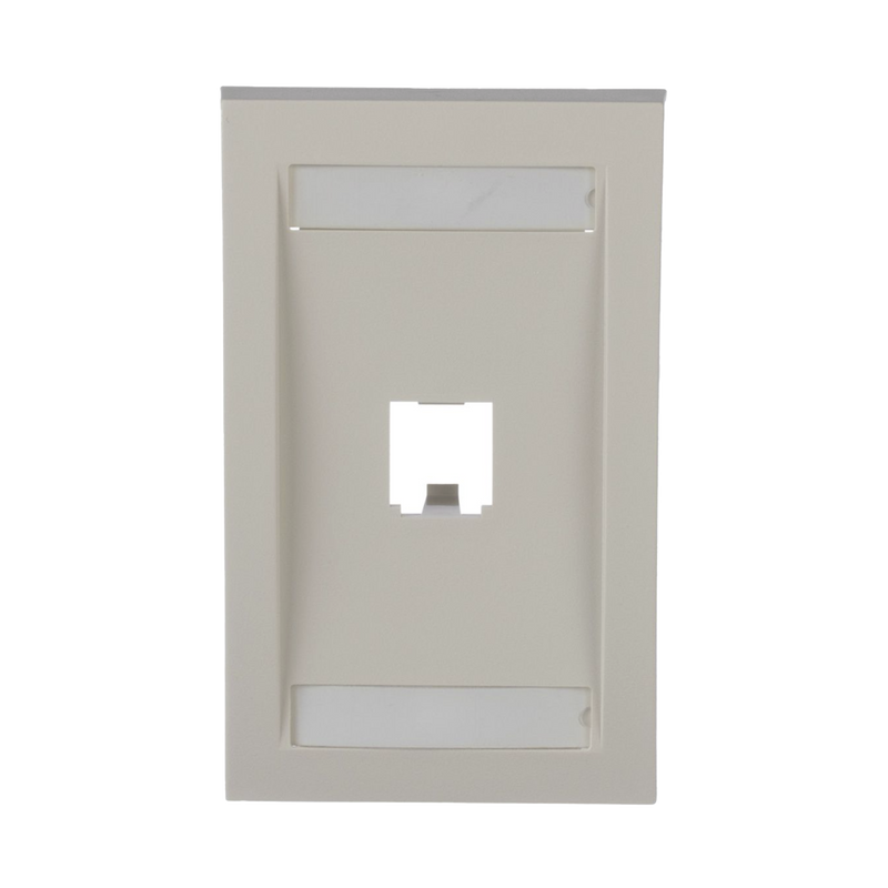 CFPE1IWY Placa de Pared Vertical Ejecutiva, Salida Para 1 Puerto Mini-Com, Con Espacios Para Etiquetas, Color Blanco Mate