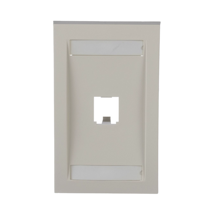 Placa de Pared Vertical Ejecutiva, Salida Para 1 Puerto Mini-Com, Con Espacios Para Etiquetas, Color Blanco Mate