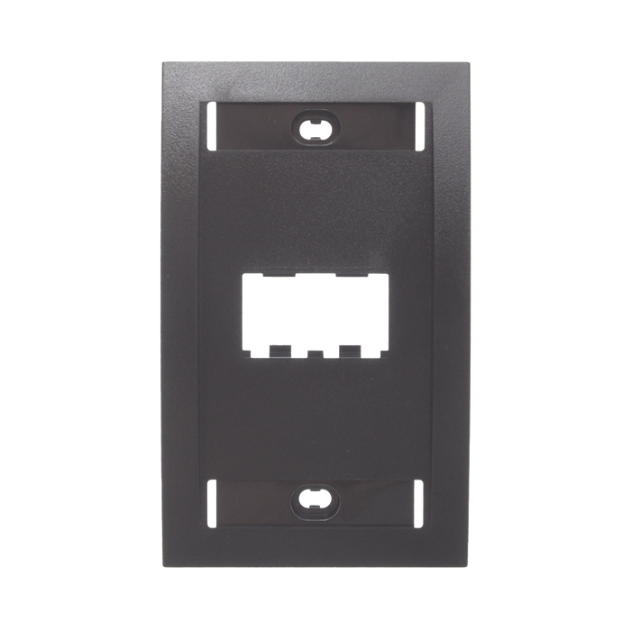Placa de Pared Vertical Ejecutiva, Salida de 2 Puertos Mini-Com, Con Espacios Para Etiquetas, Color Negro