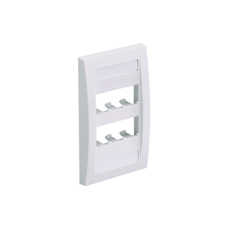 CFPE6IWY Placa de Pared Vertical Ejecutiva, Salida Para 6 Puertos Mini-Com, Con Espacios Para Etiquetas, Color Blanco Mate