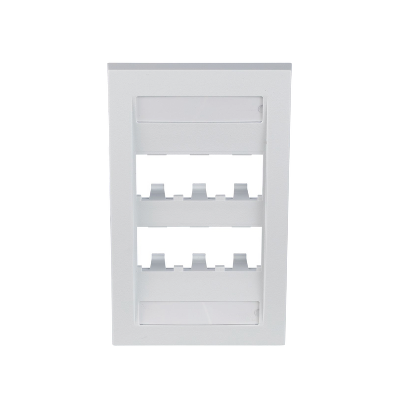 CFPE6WHY Placa de Pared Vertical Ejecutiva, Salida Para 6 Puertos Mini-Com, Con Espacios Para Etiquetas, Color Blanco