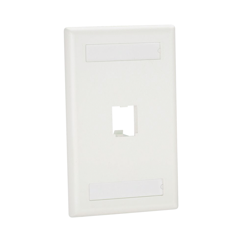 CFPL1IWY Placa de Pared Vertical Clásica, Salida Para 1 Puerto Mini-Com, Con Espacios Para Etiquetas, Color Blanco Mate