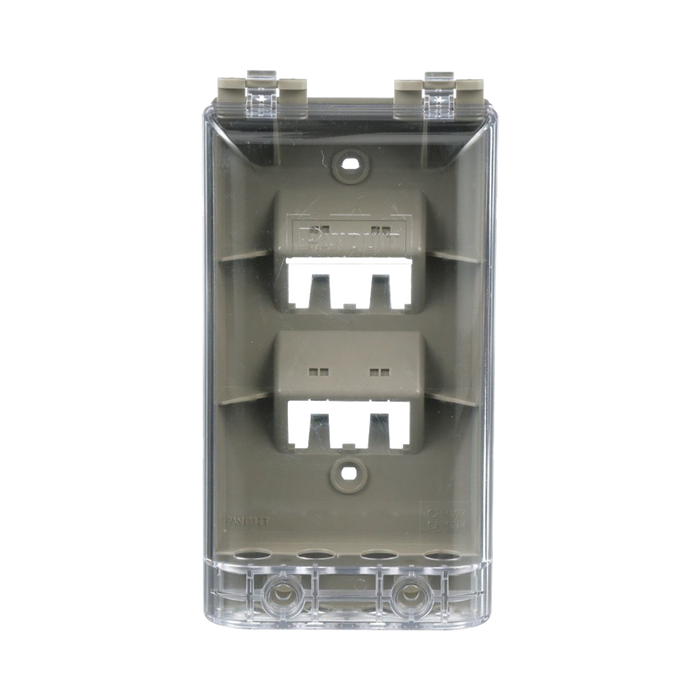 Placa de Pared Vertical, Resistente al Agua con Protección IP56, Acepta 4 Módulos Mini-Com, Color Gris