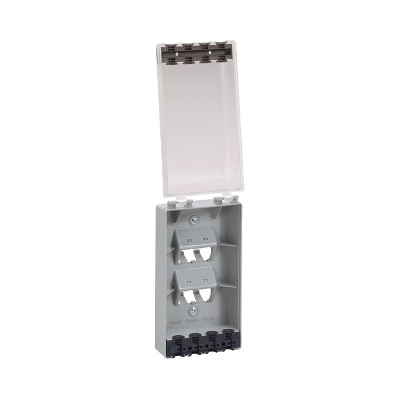 CFPWR4CL Placa de Pared Vertical, Resistente al Agua con Protección IP56, Acepta 4 Módulos Mini-Com, Color Claro