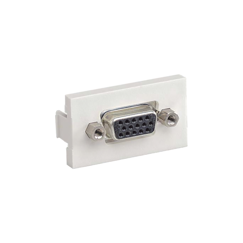 CHD15HDCIWY Inserto Plano de 1/3, Con Acoplador VGA Hembra-Hembra de 15 Pines, Color Blanco Mate