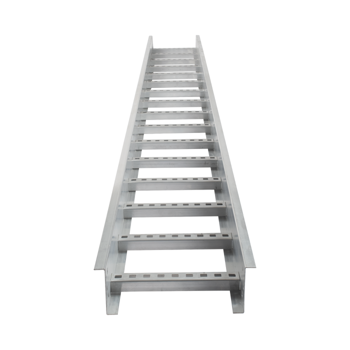 Escalera de Aluminio Portacables / Perfil Z / Peralte 3 1/4 /Paso 9 / Ancho 6 / 3.66 metros / Capacidad Máx. 137 Cables / Incluye Cople Union y Tornillería