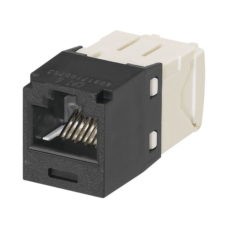 CJ688TGBL Conector Jack RJ45 Estilo TG, Mini-Com, Categoría 6, de 8 posiciones y 8 cables, Color Negro
