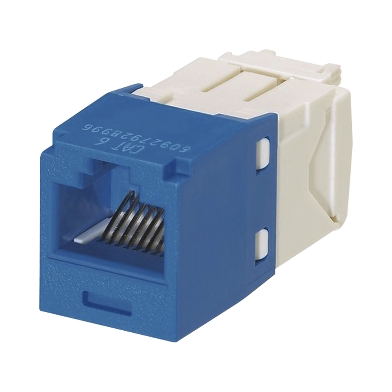 CJ688TGBU Conector Jack RJ45 Estilo TG, Mini-Com, Categoría 6, de 8 posiciones y 8 cables, Color Azul