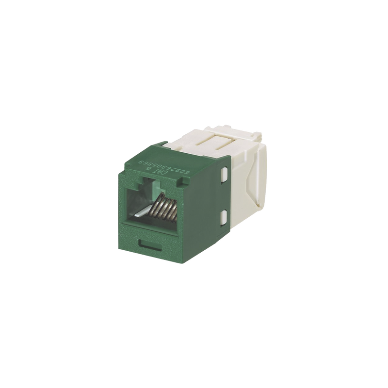 CJ688TGGR Conector Jack RJ45 Estilo TG, Mini-Com, Categoría 6, de 8 posiciones y 8 cables, Color Verde