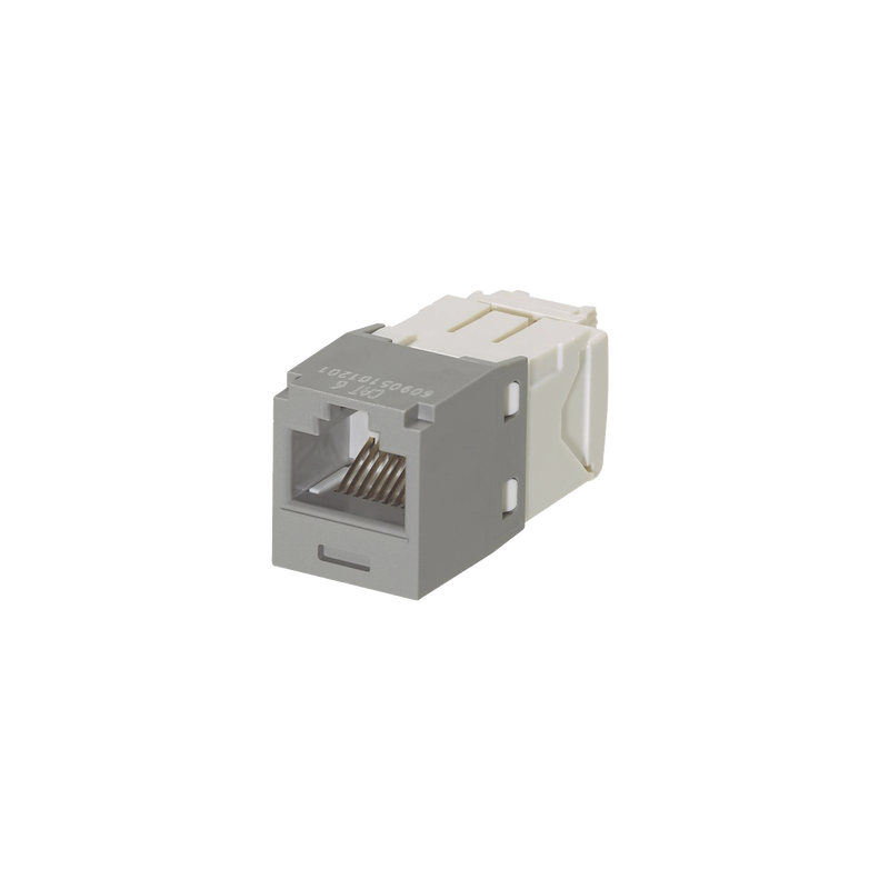 CJ688TGIG Conector Jack RJ45 Estilo TG, Mini-Com, Categoría 6, de 8 posiciones y 8 cables, Color Gris