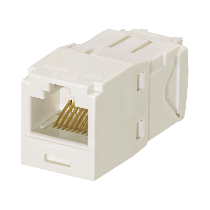 CJ688TGIW Conector Jack RJ45 Estilo TG, Mini-Com, Categoría 6, de 8 posiciones y 8 cables, Color Blanco Mate