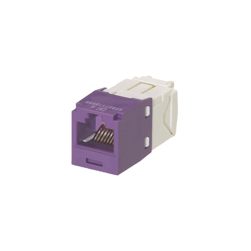 CJ688TGVL Conector Jack RJ45 Estilo TG, Mini-Com, Categoría 6, de 8 posiciones y 8 cables, Color Violeta