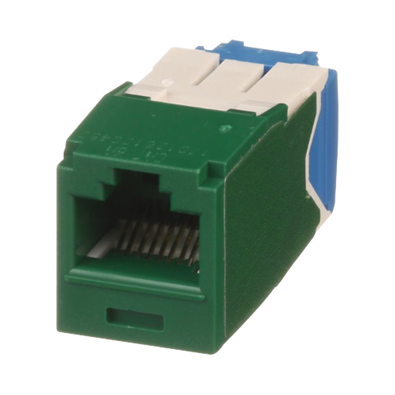 CJ6X88TGGR Conector Jack RJ45 Estilo TG, Mini-Com, Categoría 6A, de 8 posiciones y 8 cables, Color Verde