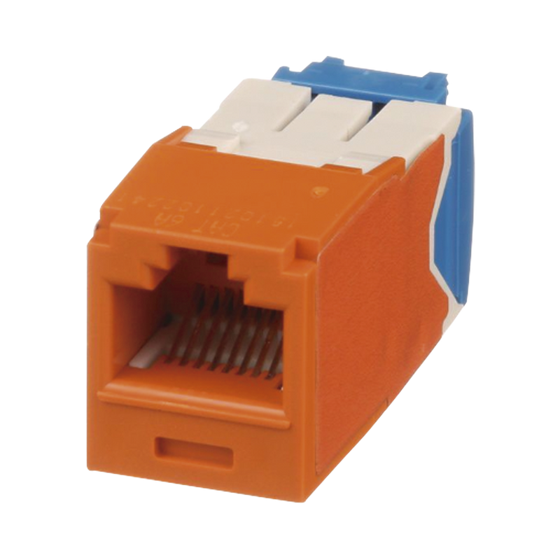CJ6X88TGOR Conector Jack RJ45 Estilo TG, Mini-Com, Categoría 6A, de 8 posiciones y 8 cables, Color Naranja
