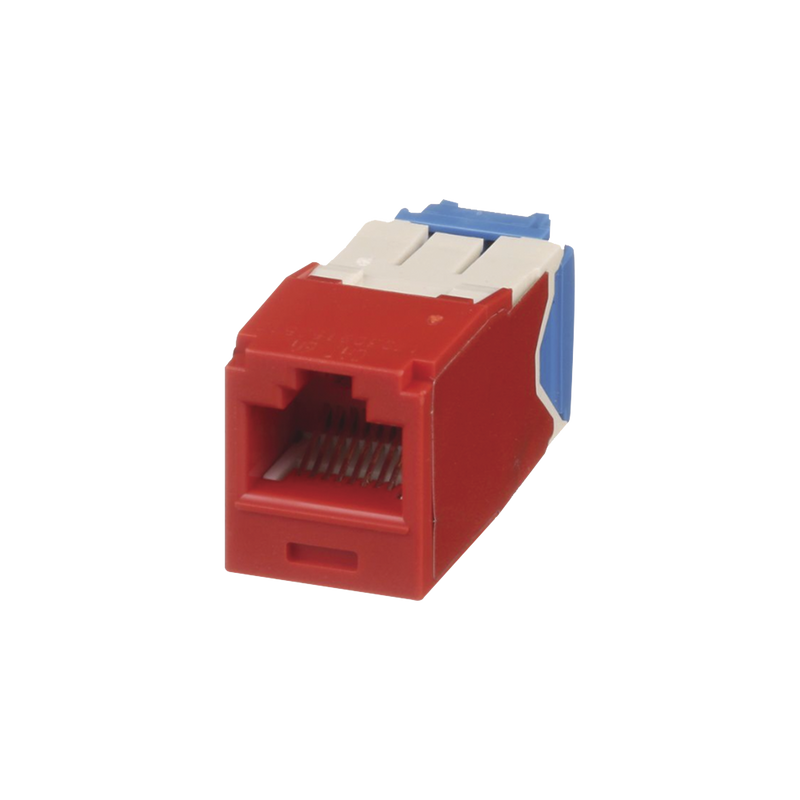 CJ6X88TGRD Conector Jack RJ45 Estilo TG, Mini-Com, Categoría 6A, de 8 posiciones y 8 cables, Color Rojo