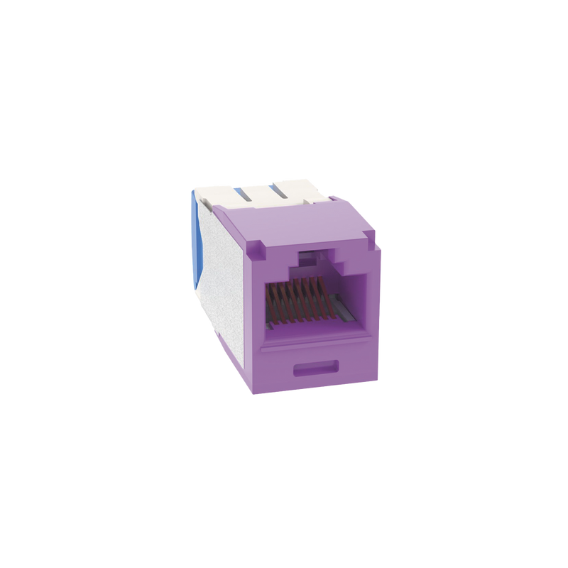 CJ6X88TGVL Conector Jack RJ45 Estilo TG, Mini-Com, Categoría 6A, de 8 posiciones y 8 cables, Color Violeta