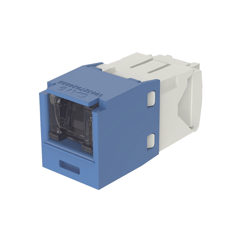 CJH688TGBU Conector Jack RJ45 Estilo TG con Ventana, Mini-Com, Categoría 6, de 8 posiciones y 8 cables, Color Azul