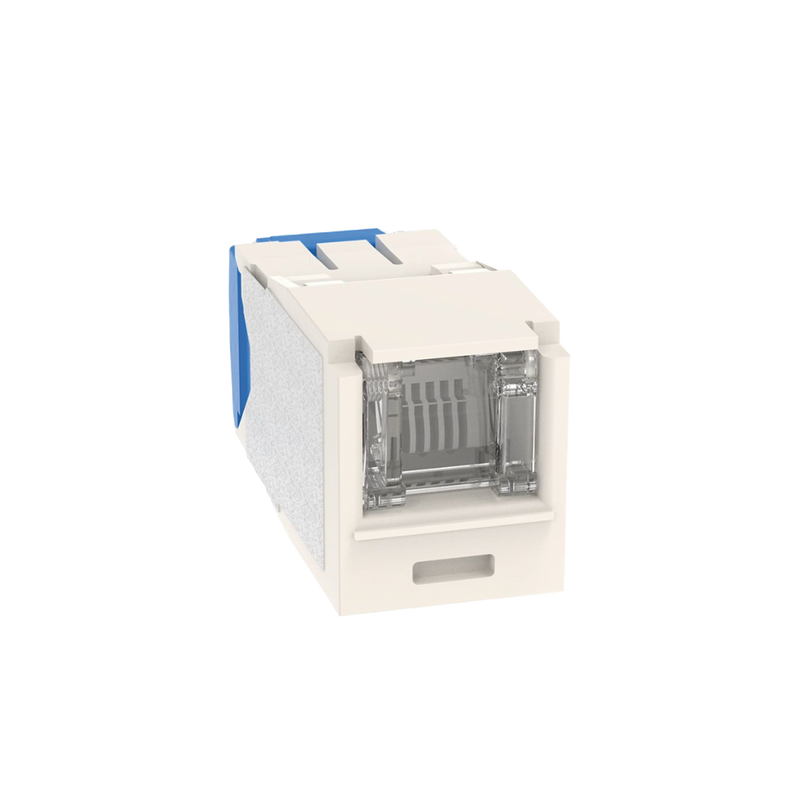 CJH6X88TGWH Conector Jack RJ45 Estilo TG con Ventana, Mini-Com, Categoría 6A, de 8 posiciones y 8 cables, Color Blanco