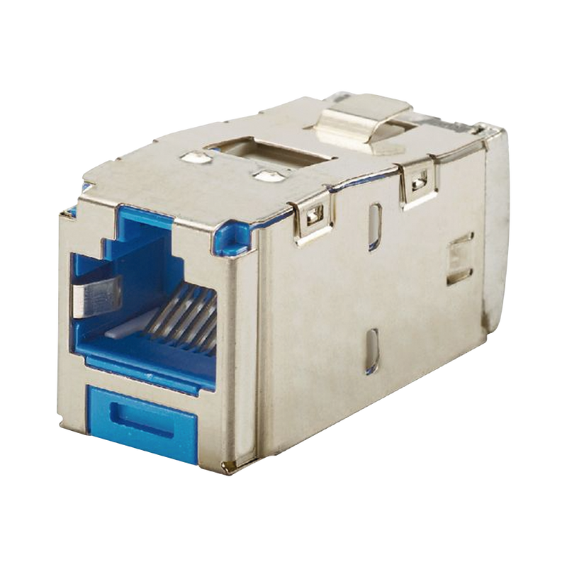 CJS6X88TGBUY Conector Jack RJ45 Blindado, Estilo TG, Mini-Com, Categoría 6A, de 8 posiciones y 8 cables, Color Azul